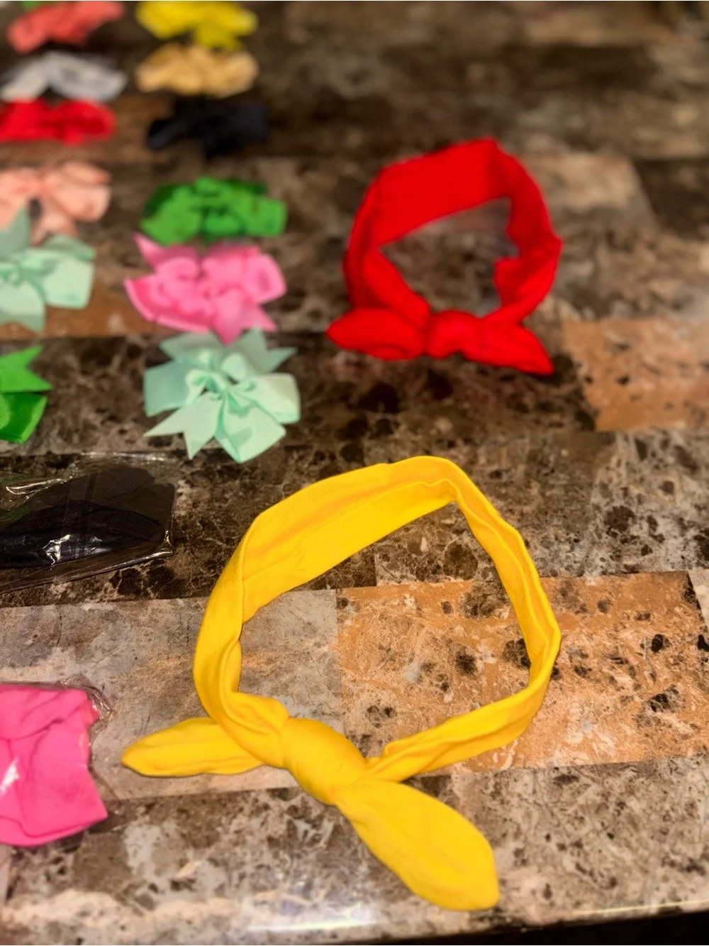 Kids Pink Headband with Assorted Color Bow Clips